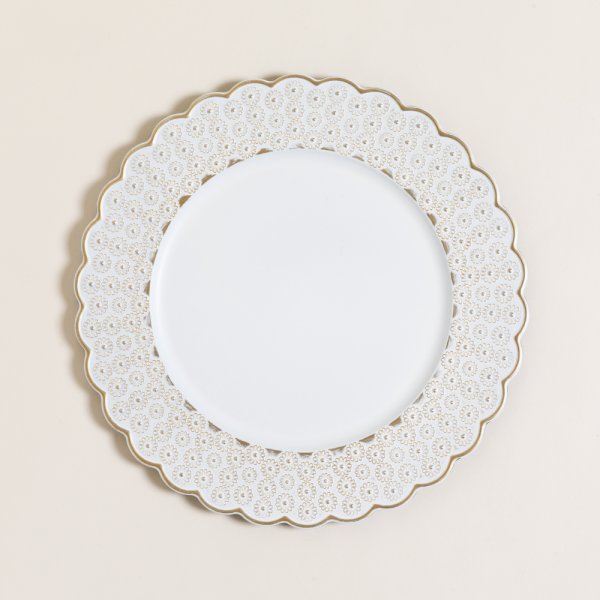 PLATO DE SITIO WHITE & GOLD FLORES 33 CM