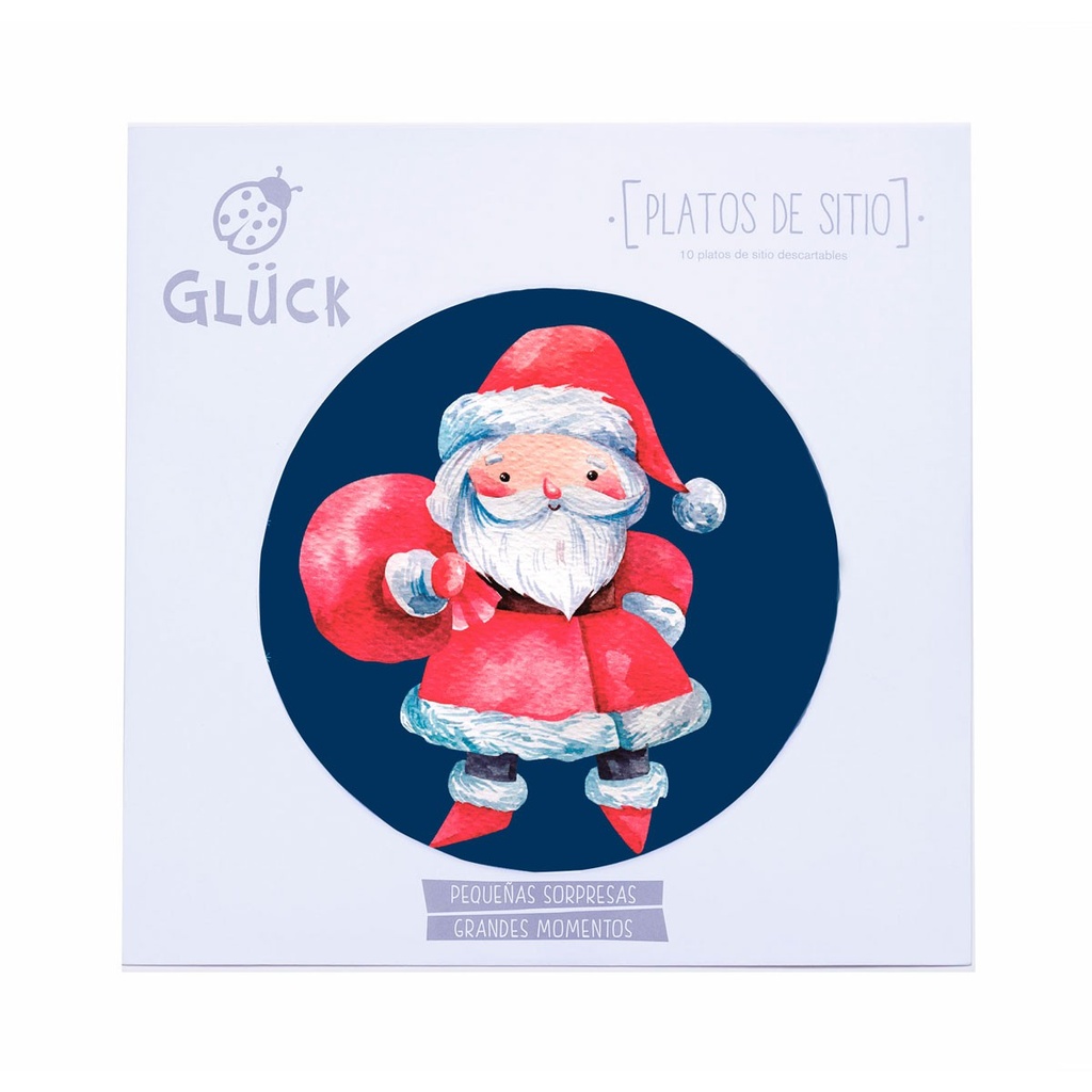 SET PLATOS SITIO BOSQUE ENCANTADO SANTA AZUL X 10 U 34 cm