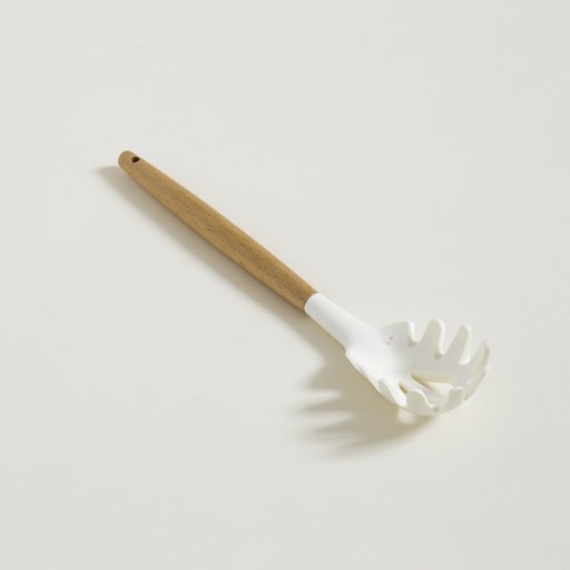 [411041] CUCHARA SPAGHETTI DE SILICONA CREAM MANGO DE MADER