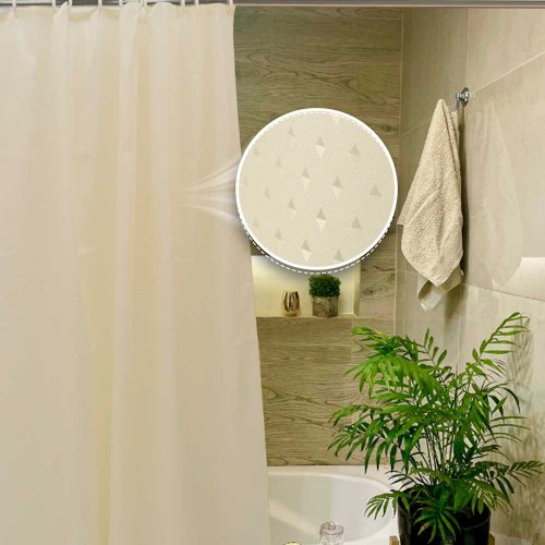 [380191] CORTINA BAÑO 180 X 180 CM TRAMADO ROMBO NATURAL