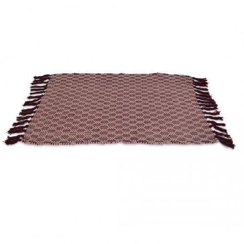 [380207] ALFOMBRA ALGODÓN 50 X 80 CM BORDO LISA CON PANAL BLANCO