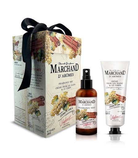 [130393] CUBO MARCHAND D AROMES FRAGRANCE MIST Y CREMA DE MANOS Y CORPORAL COGNAC & CANELA