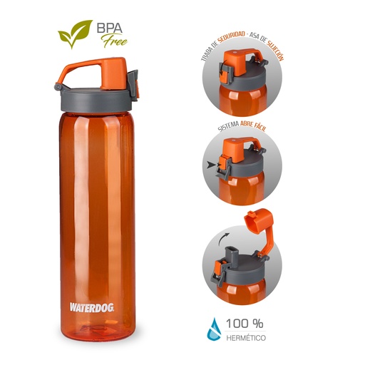 [401015] BOTELLA DEPORTIVA TRITAN 800 CC NARANJA WATERDOG