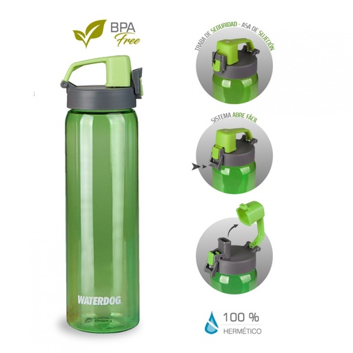 [401016] BOTELLA DEPORTIVA TRITAN 800 CC VERDE WATERDOG