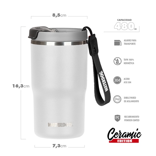 [401022] VASO DOBLE PARED 480 CC BLANCO ACERO AISI 304 WATERDOG