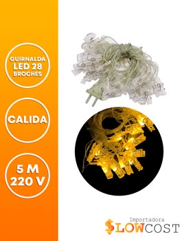 [42073] GUIRNALDA LED 28 LUCES 5 M BROCHE 220V CALIDO