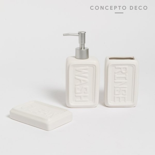 [165509] SET DE BAÑO X3 CERAMICA WASH BLANCO