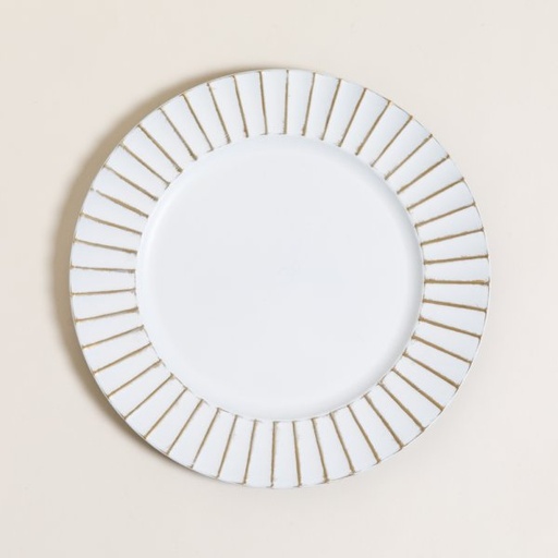 [4111183] PLATO DE SITIO WHITE & GOLD FACET 33 CM