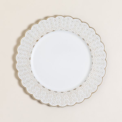 [4111185] PLATO DE SITIO WHITE & GOLD FLORES 33 CM