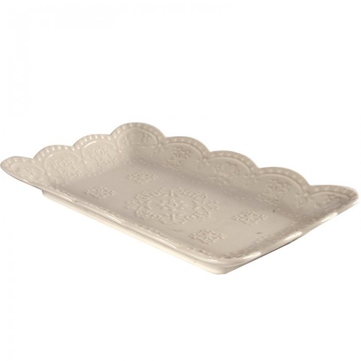 [414688] BANDEJA PORCELANA BCA. / MED.: 25X16X2CM.