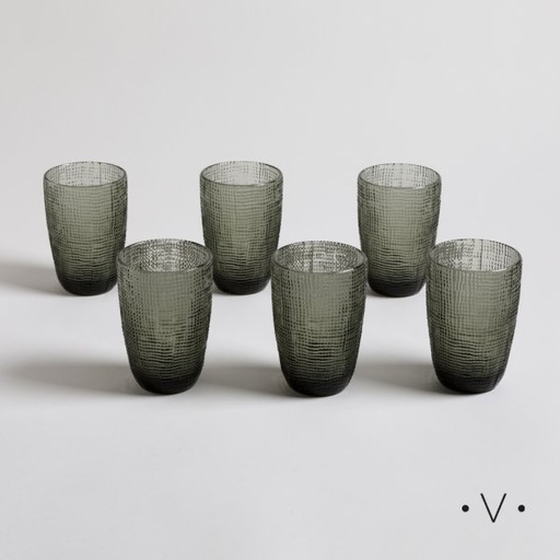 [4112771] SET X 6 VASOS SELMA GREY 400 ML VASSA HOME