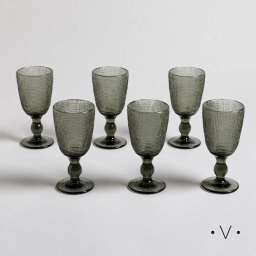[4112772] SET X 6 COPAS SELMA GREY 260 ML VASSA HOME