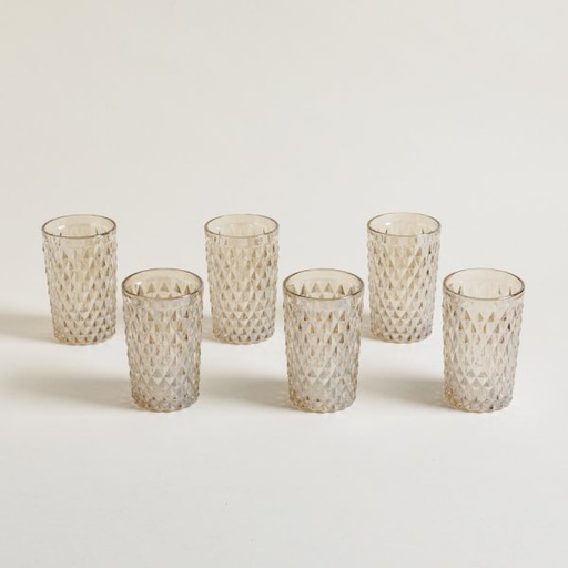 [4112793] SET X 6 VASOS ALTOS COLOR CHAMPAGNE DIAMANTE 350 M