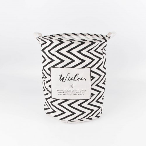 [2561308] BOLSA DE ROPA RAYAS ZIGZAG BLANCO Y NEGRO WISHES 40X50CM