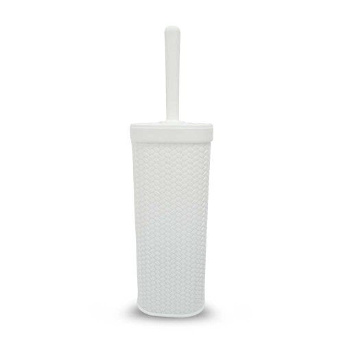 [2561445] CEPILLO DE BAÑO CUADRADO BLANCO ENTRELAZADO CON TAPA 10,5X10,5X39CM DE PLÁSTICO