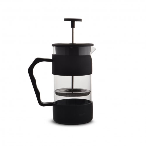 [2561379] CAFETERA CON ASA, BASE Y TAPA DE PLÁSTICO NEGRO 600ML 9X19CM DE VIDRIO