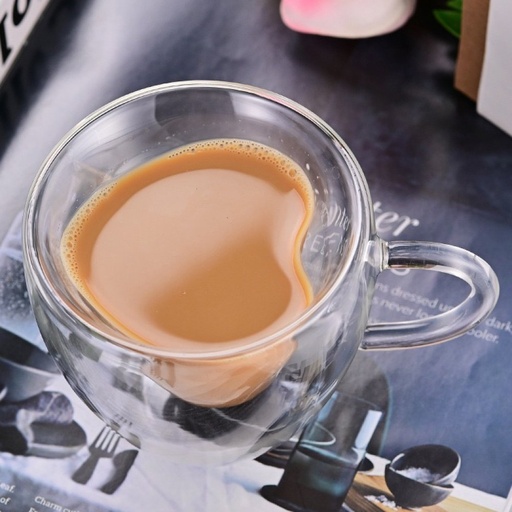 [2561343] TAZA DE CAFÉ CORAZÓN CON ASA 80ML 7X6,5CM DE DOBLE VIDRIO