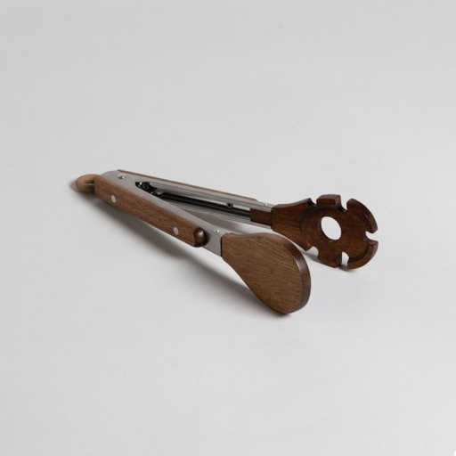 [411840] PINZAS REDONDEADA DE ACERO INOXIDABLE Y MADERA DE ACACIA 25 CM VASSA HOME