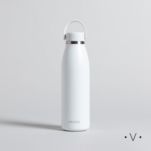 [411845] BOTELLA TERMICA DE ACERO ZURL WHITE CON PICO 500 ML VASSA HOME