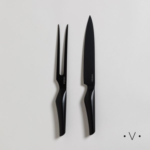 [411864] SET DE ASADO ACERO INOXIDABLE NEGRO VASSA HOME