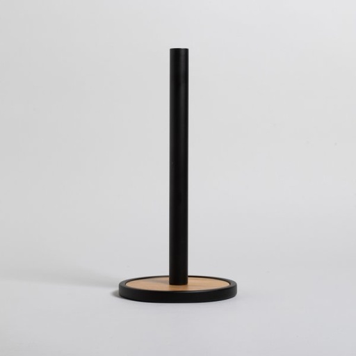 [411870] PORTA ROLLO BLACK IRON BASE BAMBOO 15,5X32,5 CM VASSA HOME