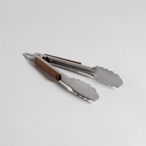 [411876] PINZAS DE ACERO INOXIDABLE Y MADERA DE ACACIA CON TRABA 27 CM VASSA HOME