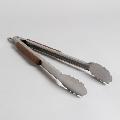 [411878] PINZAS DE ACERO INOXIDABLE Y MADERA DE ACACIA CON TRABA 46 CM VASSA HOME
