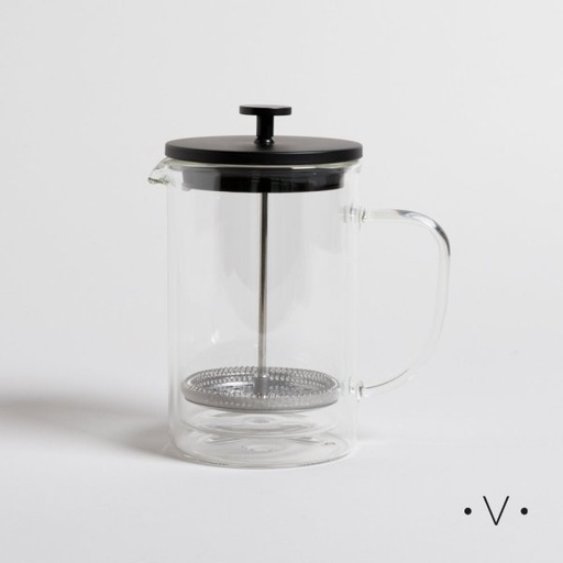 [4112904] CAFETERA DOBLE VIDRIO CON EMBOLO TAPA BLACK 800 ML VASSA HOME
