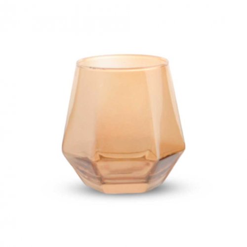 [256041] SET X6 VASOS HEXAGONALES DORADOS 7X9CM 240ML DE VIDRIO