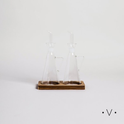 [4113061] SET DE ACEITERA Y VINAGRERA CONICAS CON ASA 200 ML VASSA HOME