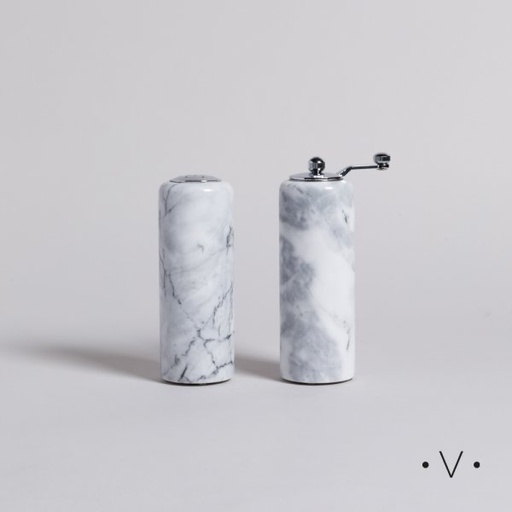 [4113242] SALERO Y PIMENTERO MOLINILLO DE MARMOL 15X6 CM VASSA HOME