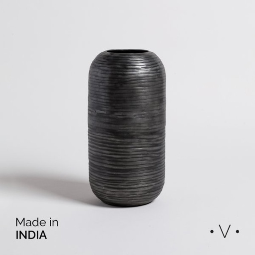 [4113371] JARRON BHIMA GRAFITO 13,5X26,5 CM VASSA HOME