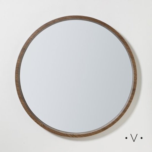 [4113412] ESPEJO REDONDO GRANDE DARK WOOD 80 CM VASSA HOME