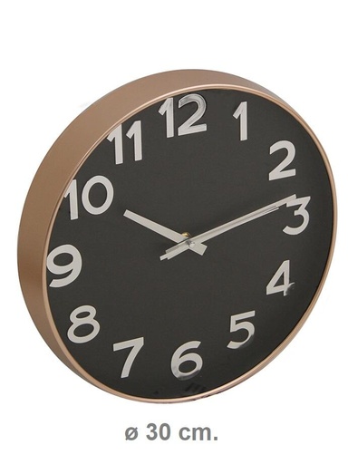 [141254] RELOJ DE PARED NEGRO BORDE COBRE 30 CM RL61706