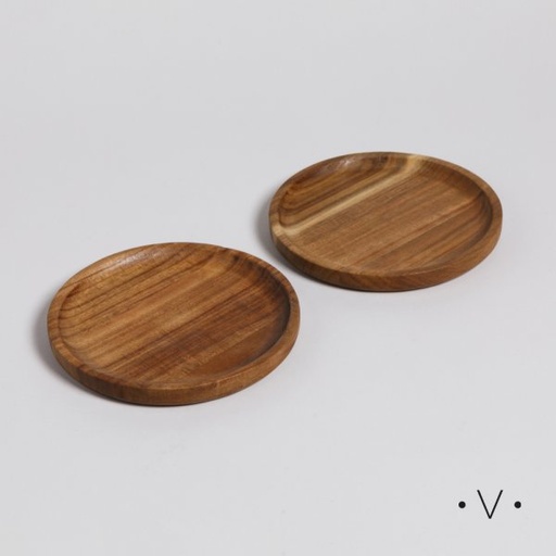 [4113424] SET X 2 BANDEJITAS REDONDAS DE ACACIA 15 CM VASSA HOME