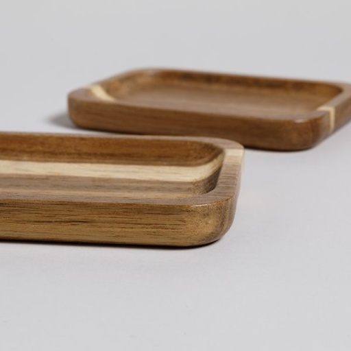 [4113427] SET X 2 BANDEJITAS RECTANGULARES DE ACACIA 12X9 CM VASSA HOME