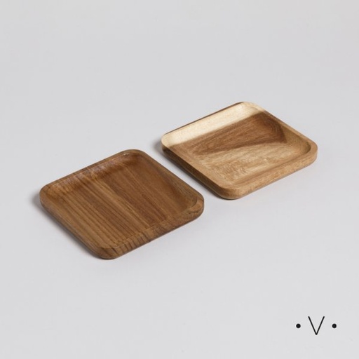 [4113429] SET X 2 BANDEJITAS CUADRADAS DE ACACIA 12 CM