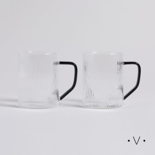 [4113435] SET X 2 MUGS DE BOROSILICATO CON MANGO NEGRO 360 ML VASSA HOME
