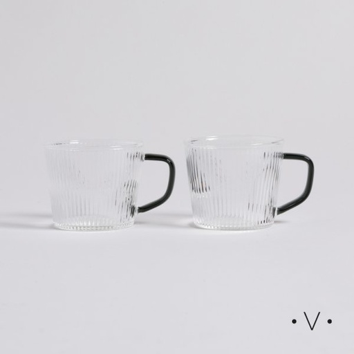 [4113436] SET X 2 MUGS DE BOROSILICATO CON MANGO NEGRO 300 ML VASSA HOME