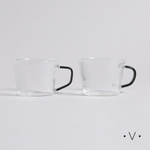 [4113438] SET X 2 MUGS DE BOROSILICATO CON MANGO NEGRO 110 ML VASSA HOME