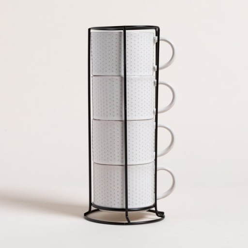 [4113456] SET X 4 TAZAS DOTTS EN RACK 285 ML