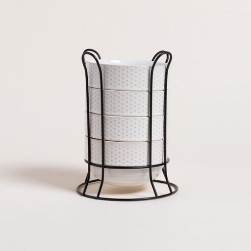 [4113457] SET X 4 BOWLS DOTTS EN RACK 450 ML