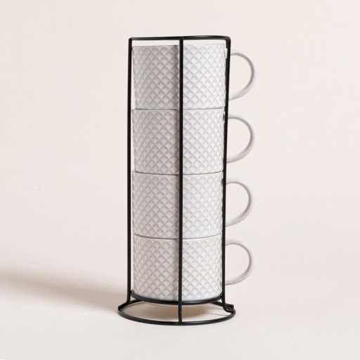 [4113458] SET X 4 TAZAS RHOMBUSES EN RACK 285 ML