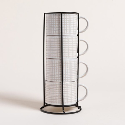 [4113461] SET X 4 TAZAS SQUARES EN RACK 285 ML