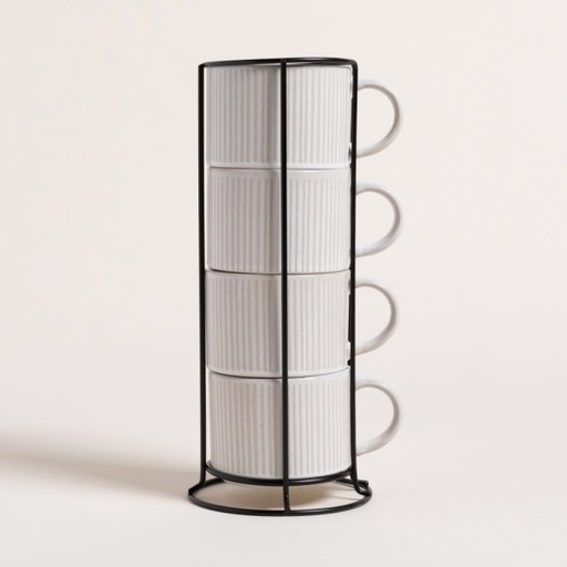 [4113462] SET X 4 TAZAS GRATED EN RACK 285 ML