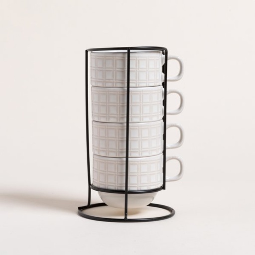 [4113463] SET X 4 TAZAS CUBES EN RACK 230 ML