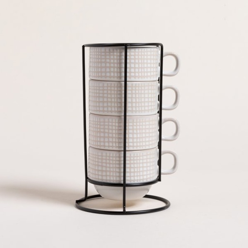 [4113464] SET X 4 TAZAS SQUARES EN RACK 230 ML