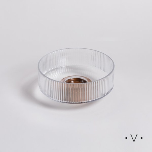 [4113536] BOWL DE VIDRIO CON BASE DE ACACIA 1,2 L VASSA HOME
