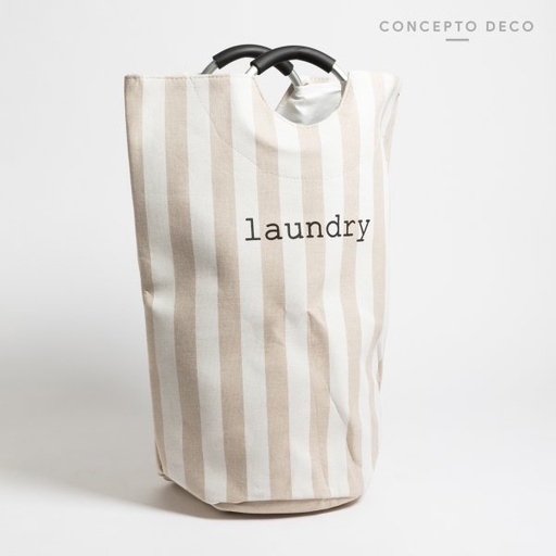 [165210] CESTO LAUNDRY RAYAS ANCHAS CRUDO 56X28CM