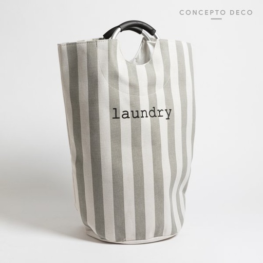 [165212] CESTO LAUNDRY RAYAS ANCHAS GRIS 56 X 28CM